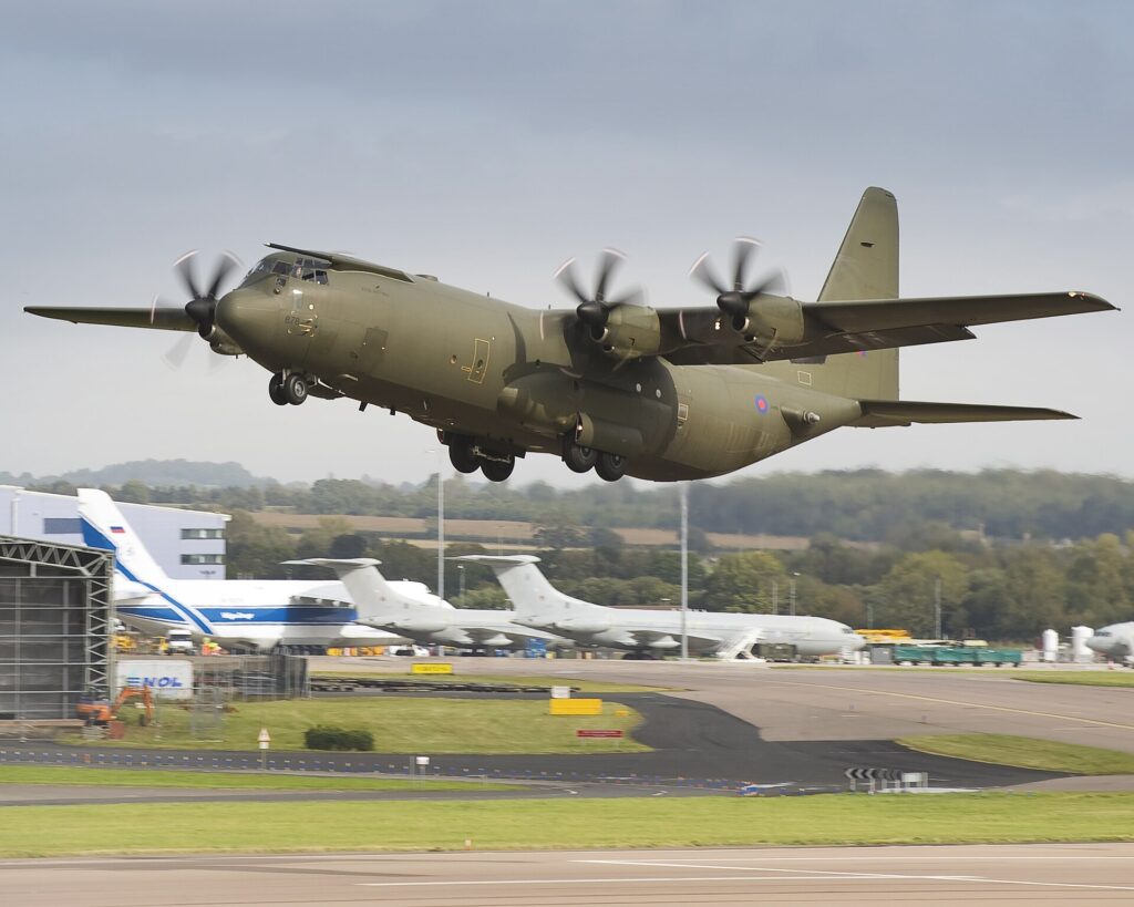 A passenger aircraft climbing after take-off.